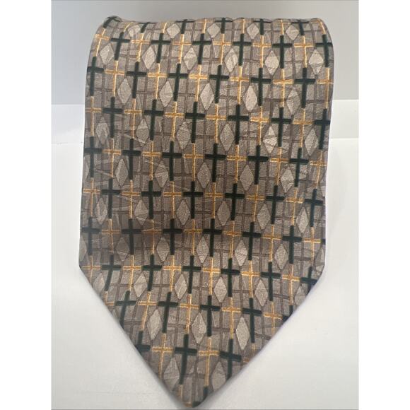 EXTRA LONG 63” Cristians Closet 100% Silk Neck Tie BEAUTIFUL Christian Crosses - Picture 1 of 5